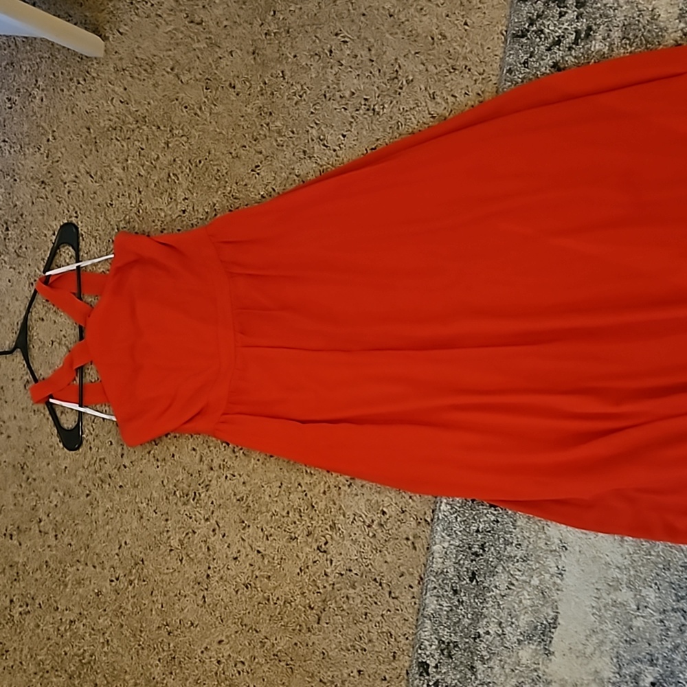 Lulu's Red Maxi Dress with Strappy Back